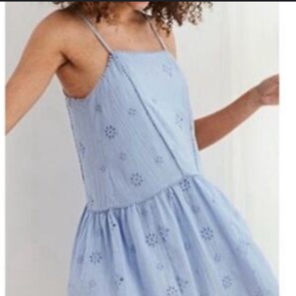 Aerie light Blue eyelet beach coverup mini dress cotton S